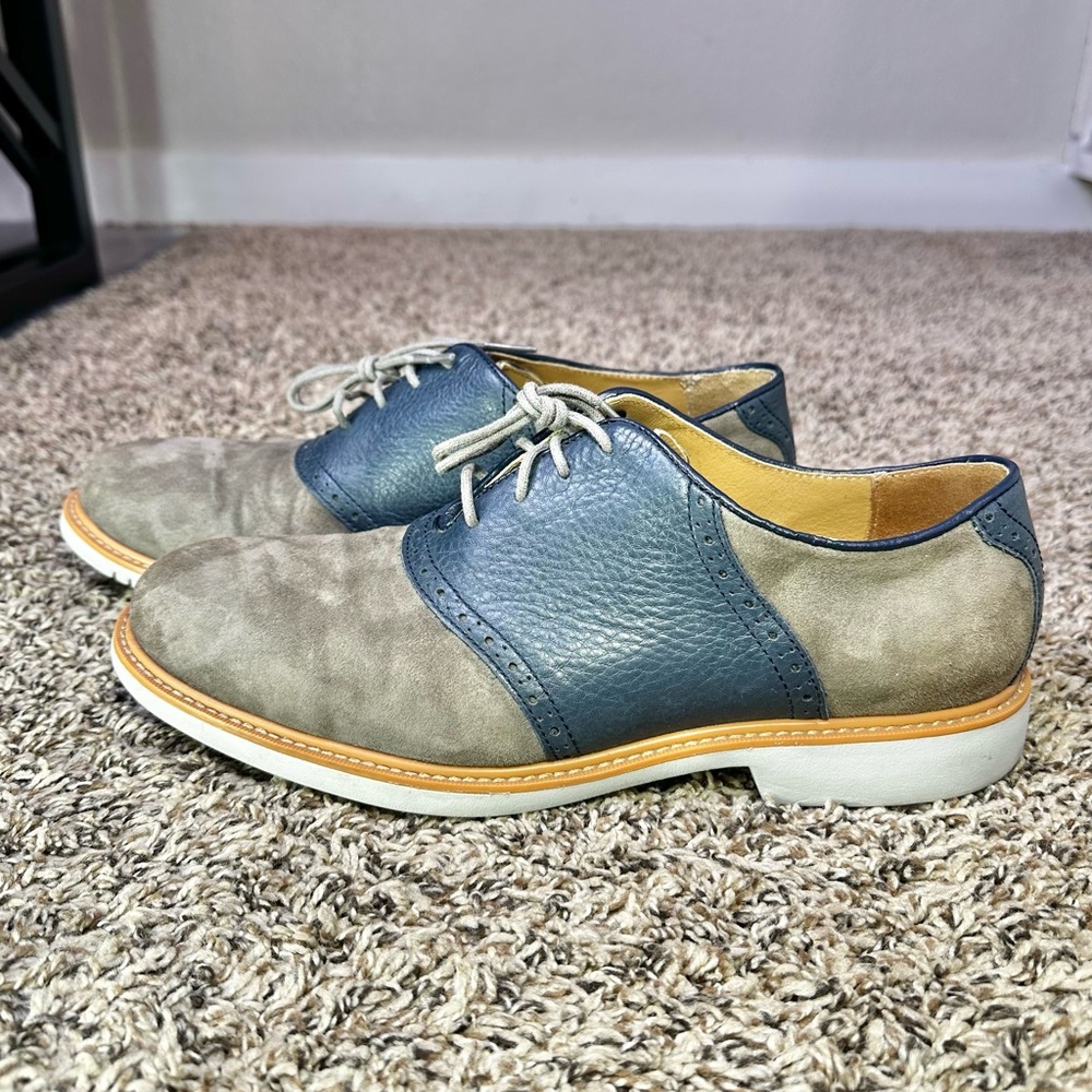 Cole Haan Grand OS Shoe Mens Size 9 Blue Gray Leather Suede Oxford Brogue Loafer